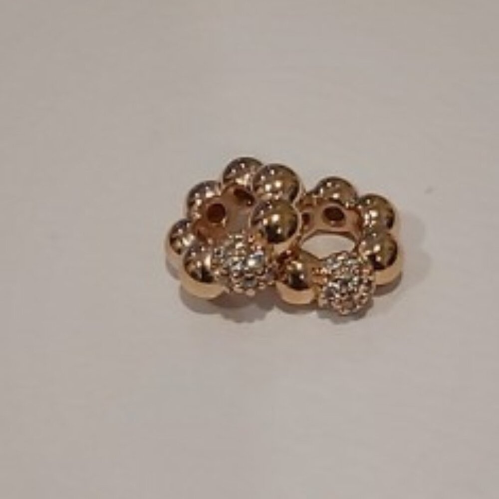 2 Pandora *Retired* Rose Polished and Pave Spacers with Clear Zirconia 788310CZ